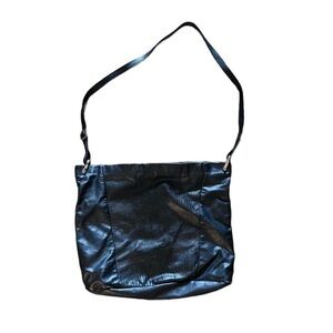 VINTAGE black crossbody leather bag gold hardware